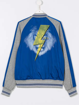 John Galliano Teen lion lightning bolt printed bomber jacket
