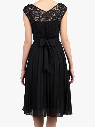 Jolie Moi Lace Bodice Pleated Dress, Black