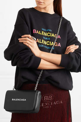 Balenciaga Everyday Printed Leather Shoulder Bag - Black