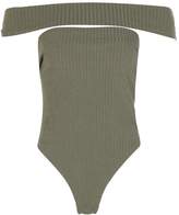 Thumbnail for your product : boohoo Petite Off The Shoulder Rib Body