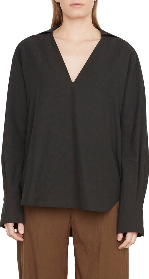 V-Neck Popover Blouse