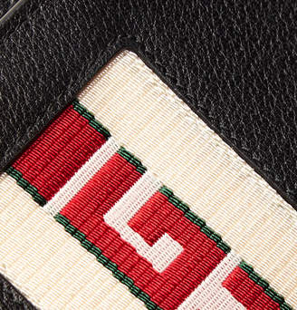 Gucci Webbing-Trimmed Leather Pouch