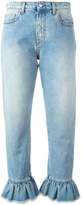 Thumbnail for your product : MSGM ruffle-trimmed cropped jeans
