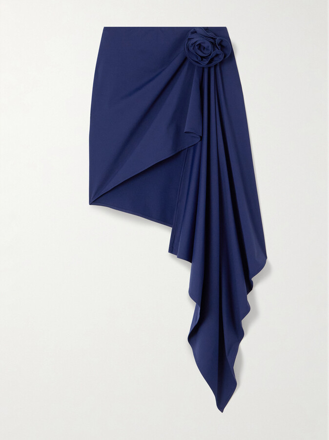 Magda Butrym - Asymmetric Appliquéd Ruched Swim Skirt - Blue
