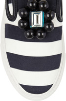 Thumbnail for your product : Mother of Pearl Achilles embellished striped canvas sneakers