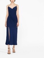 Side Draped Cocktail Dress With Slit 