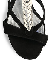 Thumbnail for your product : Alexander McQueen Chain Suede T-Strap Sandals