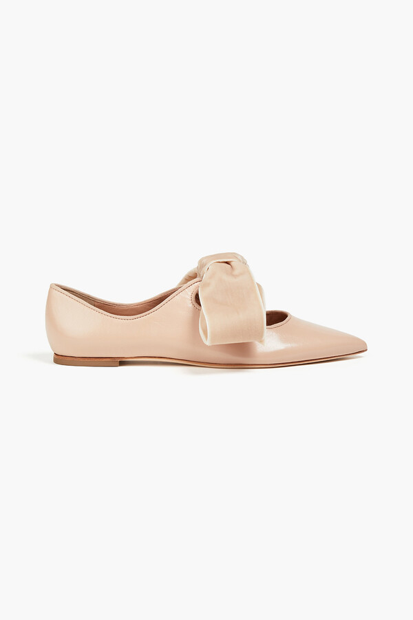 Tory Burch Clara bow-embellished leather point-toe flats - ShopStyle