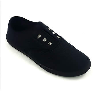 Ositos Shoes Women's Sneakers BLACK - Black Rhinestone Eyelet Slip-On Sneaker - Women