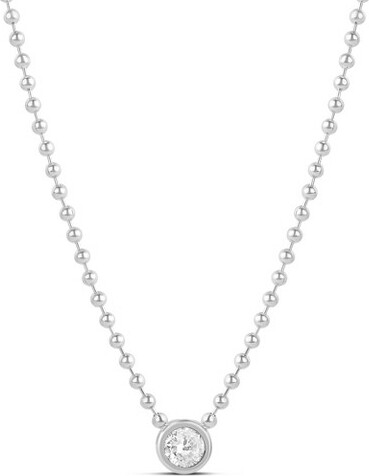 SHYMI SHYMIBezelRoundPendantBallChainNecklace—18KGold-FilledRhodium-PlatedCubicZirconiaAdjustableChain