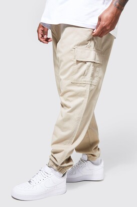 boohoo Mens Beige Plus Slim Fit Cargo Trousers - ShopStyle