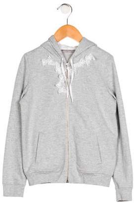 Ermanno Scervino Girls' AppliquÃ©-Accented Hooded Jacket grey Girls' AppliquÃ©-Accented Hooded Jacket