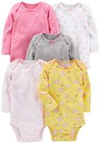 Thumbnail for your product : Carter's Simple Joys by Baby Girls' 5-Pack Long-Sleeve Bodysuit