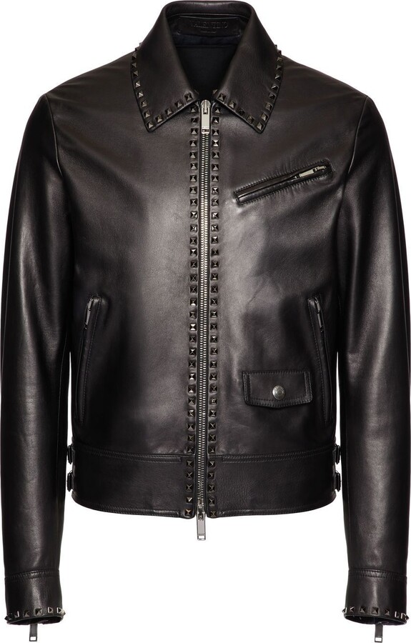 Valentino Leather Jacket Men | ShopStyle