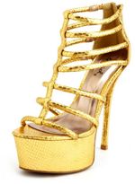 Thumbnail for your product : Charlotte Russe Caged Snakeskin Platform Heel