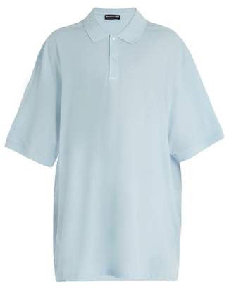 Balenciaga Oversized Cotton Piqué Polo Shirt - Mens - Light Blue