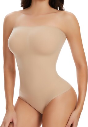 Womens Sexy Strapless Bodysuit One Piece Seamless Ribbed Triangle Off  Shoulder Shapewear Tops Leotard