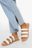 Thumbnail for your product : boohoo Wide Fit Triple Strap Croc Mule