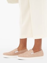 Thumbnail for your product : Christian Louboutin Roller-boat Spike-embellished Glittered Trainers - Gold