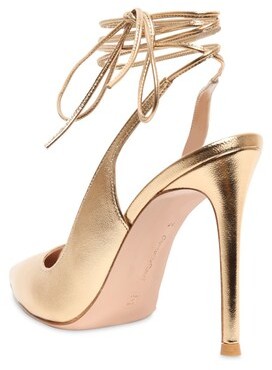 Gianvito Rossi 105mm Metallic Leather Lace-Up Pumps