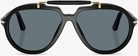 Persol Womens Black Po0202S Senna Pilot-Frame Polarised Acetate Sunglasses