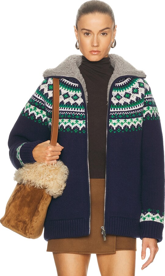 Miu Miu Wool Fairisle Sweater in Navy