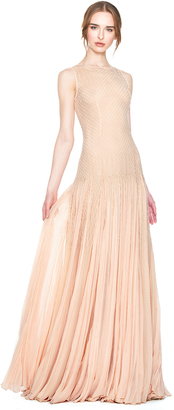 Alice + Olivia Saori Embellished Gown With Godets