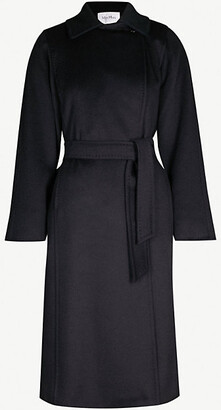 Max Mara Ladies Black Classic Manuela Wrap Coat, Size: 10