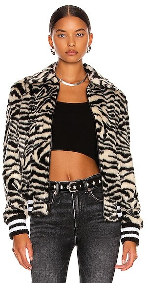 black fluffy bomber jacket
