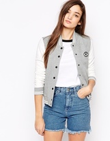 Thumbnail for your product : Converse Varsity Jacket With Contrast Sleeves - Grey