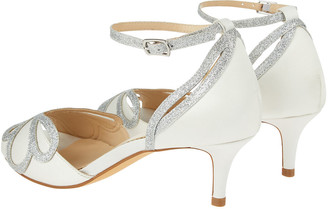 Monsoon Glitter and Satin Bridal Kitten Sandals Ivory