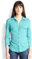 Thumbnail for your product : James Perse Cotton Jersey Button-Front Shirt