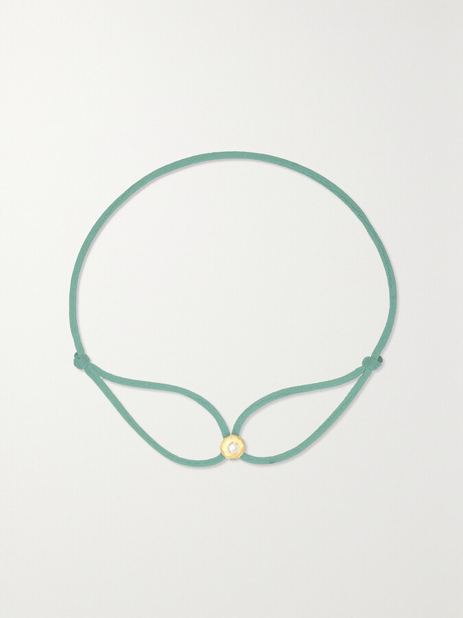 Octavia Elizabeth + Net Sustain Parachute Nesting Gem 18-karat Recycled Gold, Diamond And Cord Bracelet - Green