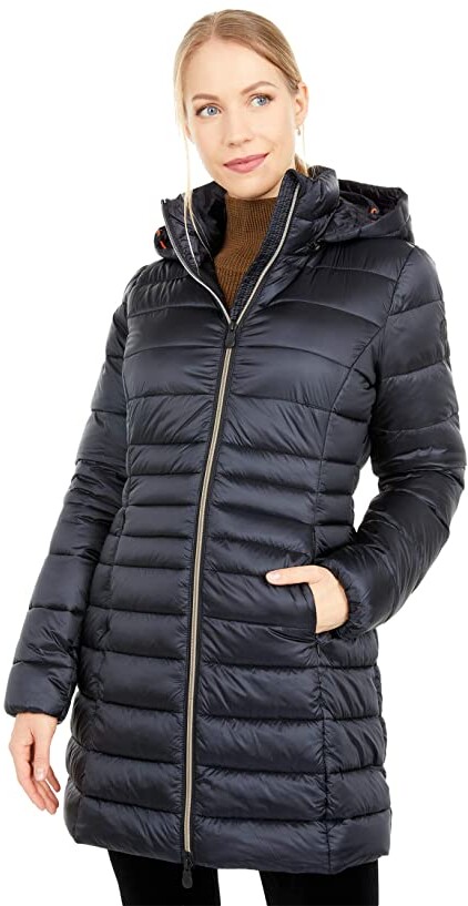 black long padded coat womens