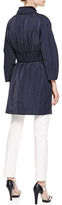 Thumbnail for your product : Armani Collezioni Long Belted Tech Fabric Coat, Navy