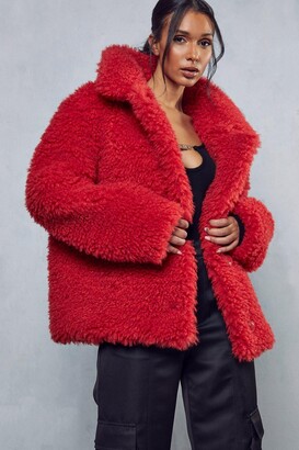 Red Faux Fur Coat | ShopStyle UK