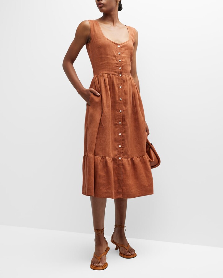 LAUDE the Label Poet Sleeveless Organic Linen Midi Dress - ShopStyle