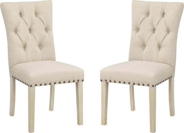 Osp Home Furnishings Preston Dining Chair 2-Pack with Antique-like Bronze Nailheads and Brushed Legs in Fabric