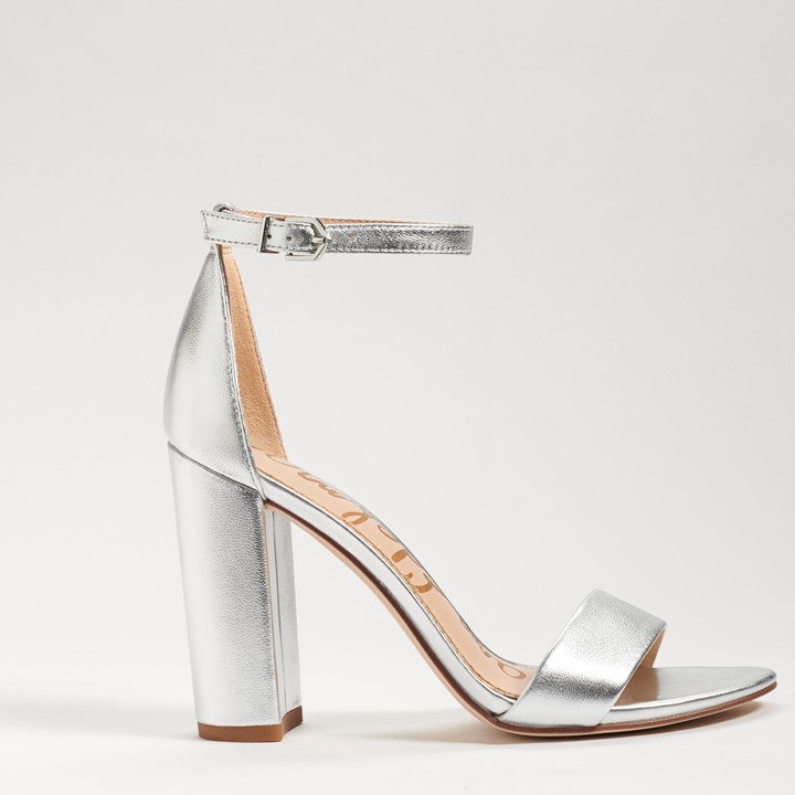 silver block high heels