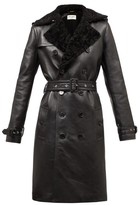 Thumbnail for your product : Saint Laurent Double-breasted Shearling Trench Coat - Black