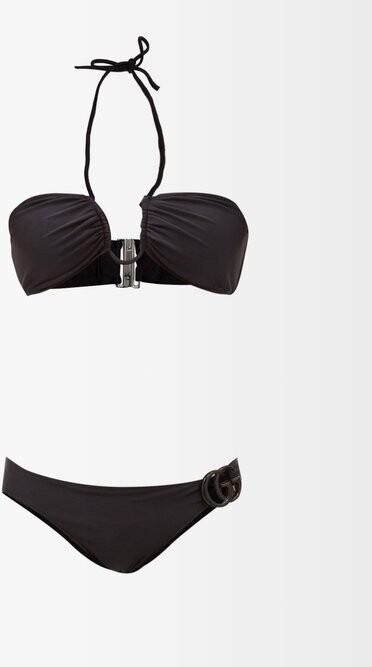 Gucci Logo Halterneck Bikini in Black