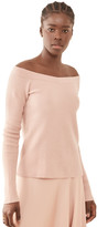 Thumbnail for your product : Sally LaPointe Ribbed Off Shoulder Fitted Cashmere Sweater