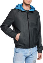 Thumbnail for your product : Yves Solomon Men's Hooded Lamb Leather Zip-Front Jacket