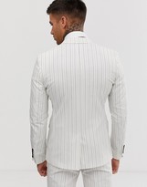 Thumbnail for your product : Avail London skinny fit suit jacket in stone with navy pinstripe