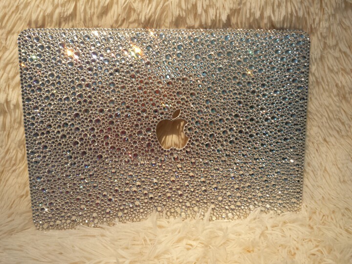 Etsy Macbook Air Pro Case Cover Celebrities Clear White Swarovski Crystal Rhinestone Strass Glitter Sparkly Shinny Random Bejeweled