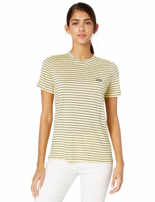 Lacoste Women's S/S Crewneck Striped Jersey TEE Shirt