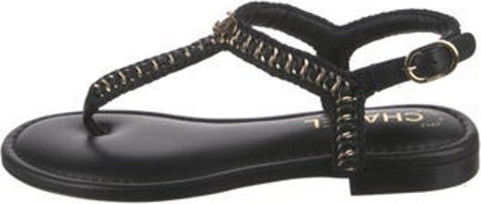 Chanel 2022 Interlocking CC Logo T-Strap Sandals - ShopStyle