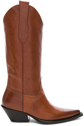 Maison Margiela Mid Leather Western Boots in Tobacco Brown | FWRD