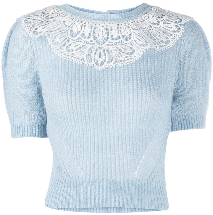 SelfPortrait LaceCollar Jumper ShopStyle Sweaters