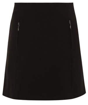 George Senior Girls Black Zip Detail A-Line School Skirt